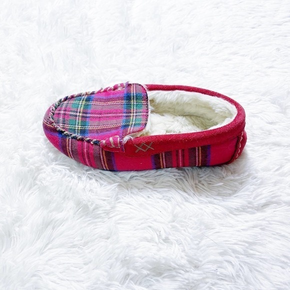 Land's End Plaid Tartan Flannel Mocassin Flats Kids SZ1.5 - Picture 4 of 6